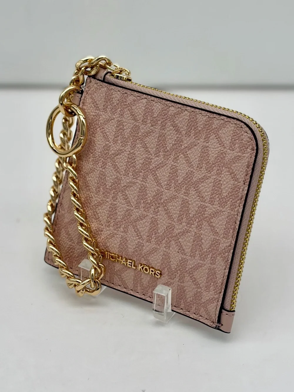 Michael Kors Jet Set Travel Signature Logo Chain Wallet Card Holder